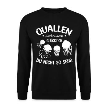 Quallen machen mich glücklich du nicht so sehr I - Unisex Pullover - Schwarz - Vorne - Alina (178cm) & Michal (187cm)