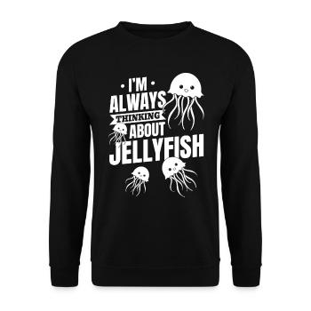 Jellyfish Lover I always think of jellyfish - Unisex Sweatshirt - black - Front - Alina (178cm) & Michal (187cm)