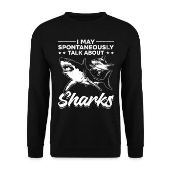 I can spontaneously talk about sharks I Great White - Unisex Sweatshirt - black - Front - Alina (178cm) & Michal (187cm)