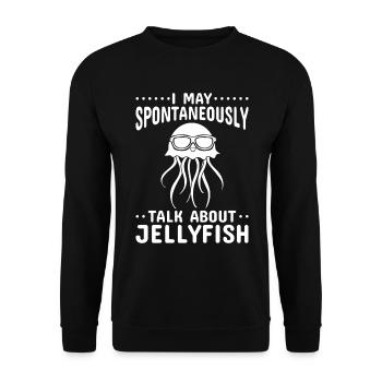 I can talk spontaneously about jellyfish - Unisex Sweatshirt - black - Front - Alina (178cm) & Michal (187cm)