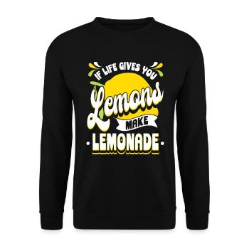 When Life Gives You Lemons Make Lemonade - Unisex Pullover - Schwarz - Vorne - Alina (178cm) & Michal (187cm)