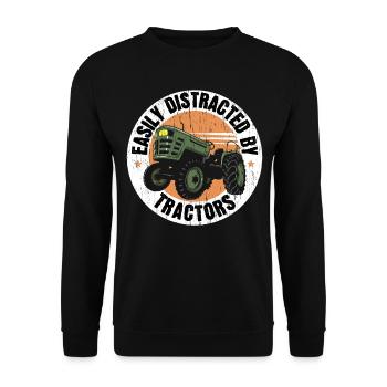 Leicht ablenkbar durch Traktoren Bauernhof Landwir - Unisex Pullover - Schwarz - Vorne - Alina (178cm) & Michal (187cm)