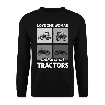 Love a woman and several tractors Farm La - Unisex Sweatshirt - black - Front - Alina (178cm) & Michal (187cm)