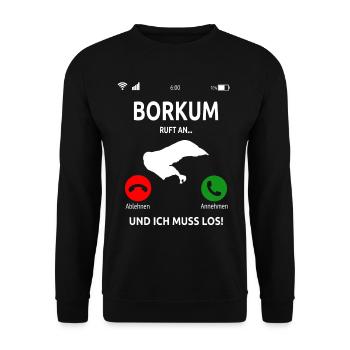 Borkum Nordsee Ostfriesische Insel Geschenk - Unisex Pullover - Schwarz - Vorne - Alina (178cm) & Michal (187cm)