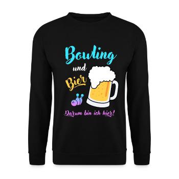 Bowling Bier Spruch Geschenk Bierliebhaber Bowler - Unisex Pullover - Schwarz - Vorne - Alina (178cm) & Michal (187cm)