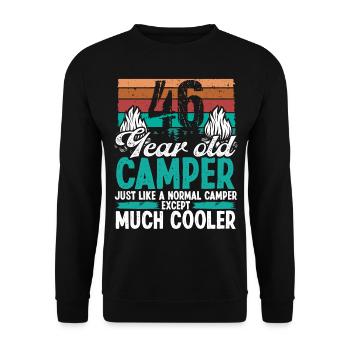 46 Year Old Camper Scouting Camping 46 Birthday - Unisex Sweatshirt - black - Front - Alina (178cm) & Michal (187cm)