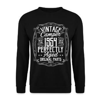 1954 Birthday Idea Camper Scout Camping 1954 - Unisex Sweatshirt - black - Front - Alina (178cm) & Michal (187cm)