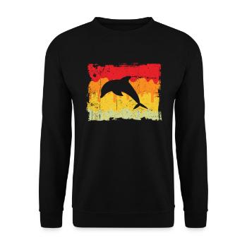 Delfin Retro - Unisex Pullover - Schwarz - Vorne - Alina (178cm) & Michal (187cm)
