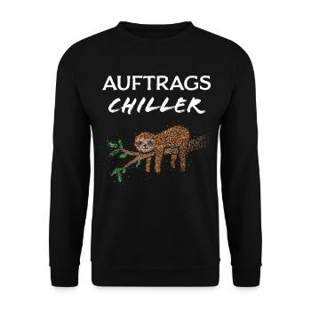 Auftrags Chiller Faultier Vatertag - Unisex Pullover - Schwarz - Vorne - Alina (178cm) & Michal (187cm)