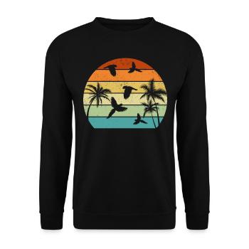Cockatiel Bird Rétro Perroquets - Sweat-shirt Unisexe - noir - Devant - Alina (178cm) & Michal (187cm)