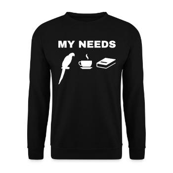 Papagei Bird Lover My Needs Kaffeebuch Papagei Bir - Unisex Pullover - Schwarz - Vorne - Alina (178cm) & Michal (187cm)