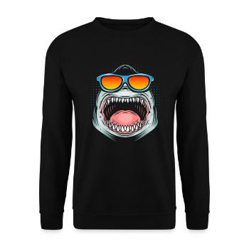 Great White Shark Shark Funny Shark - Unisex Sweatshirt - black - Front - Alina (178cm) & Michal (187cm)