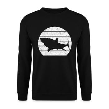 Shark Fish Shark Lover Great White Shark - Unisex Sweatshirt - black - Front - Alina (178cm) & Michal (187cm)