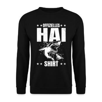 Offizielles Hai Shirt Hai Fisch Hai Fische Weiße - Unisex Pullover - Schwarz - Vorne - Alina (178cm) & Michal (187cm)