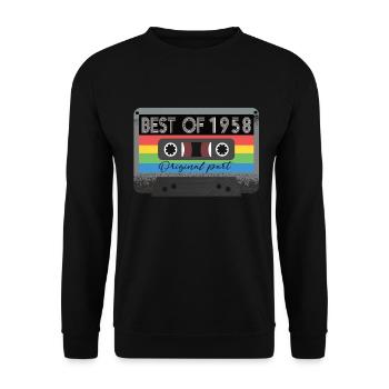 Best Of 1958 Vintage Kassette Retro Geburtstag - Unisex Pullover - Schwarz - Vorne - Alina (178cm) & Michal (187cm)