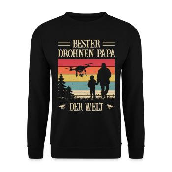Bester Drohnen Papa der Welt –Papa Sohn - Vatertag - Unisex Pullover - Schwarz - Vorne - Alina (178cm) & Michal (187cm)