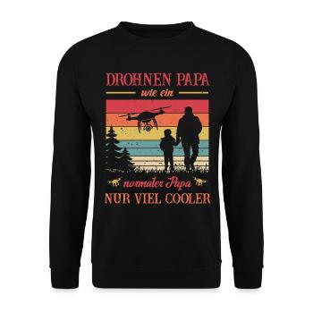 Drohnen Papa - wie ein normaler Papa, nur cooler - Unisex Pullover - Schwarz - Vorne - Alina (178cm) & Michal (187cm)