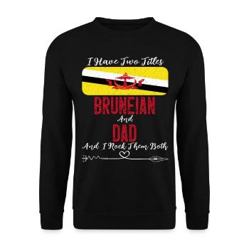 Bruneian Dad Brunei Flag For Father's Day - Unisex Sweatshirt - black - Front - Alina (178cm) & Michal (187cm)