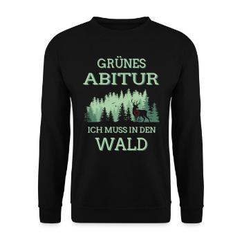 Jäger Grünes Abitur mit Hirsch - Jagdschein - Unisex Pullover - Schwarz - Vorne - Alina (178cm) & Michal (187cm)