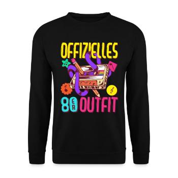80er Jahre Outfit Party 80's Motto Mottoparty 1980 - Unisex Pullover - Schwarz - Vorne - Alina (178cm) & Michal (187cm)