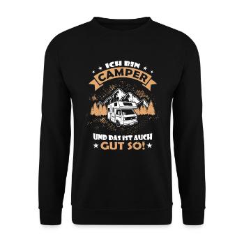 Wohnmobil - Ich bin Camper - Unisex Pullover - Schwarz - Vorne - Alina (178cm) & Michal (187cm)