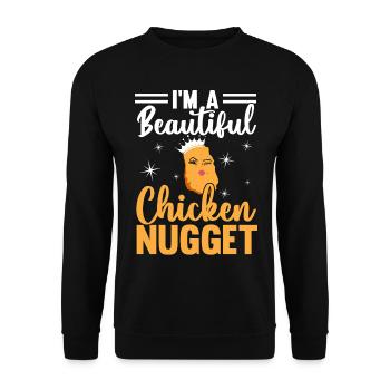Ich bin ein schönes Hühnchen Nugget Nug Life Nuggi - Unisex Pullover - Schwarz - Vorne - Alina (178cm) & Michal (187cm)