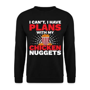I can't I have plans with my Chicken N - Unisex Sweatshirt - black - Front - Alina (178cm) & Michal (187cm)