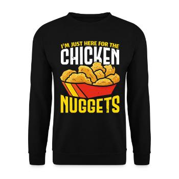 Ich bin nur hier für die Chicken Nuggets Nug Nuggi - Unisex Pullover - Schwarz - Vorne - Alina (178cm) & Michal (187cm)