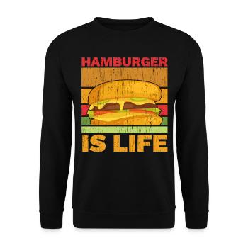 Hamburger ist Leben Burger-Esser Lebensmittel-Lieb - Sweat-shirt Unisexe - noir - Devant - Alina (178cm) & Michal (187cm)