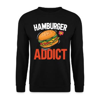 Hamburg Addicted Burger Eater Food Lover Fo - Unisex Sweatshirt - black - Front - Alina (178cm) & Michal (187cm)