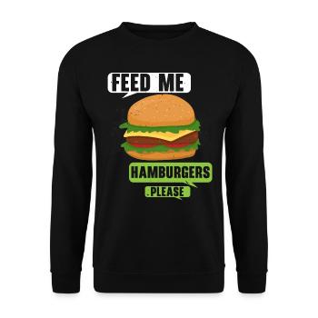S’il vous plaît nourrissez-moi Hamburgers Burger Eater Foo - Sweat-shirt Unisexe - noir - Devant - Alina (178cm) & Michal (187cm)