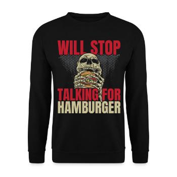Arrêtera de parler pour Hamburger Burger Eater - Sweat-shirt Unisexe - noir - Devant - Alina (178cm) & Michal (187cm)