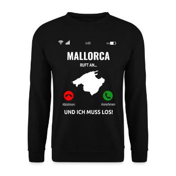 Mallorca Spanien Balearen Urlaub Idee - Unisex Pullover - Schwarz - Vorne - Alina (178cm) & Michal (187cm)