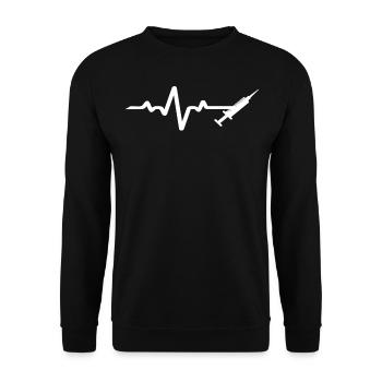 Conception de seringue blanche avec ligne ECG - Sweat-shirt Unisexe - noir - Devant - Alina (178cm) & Michal (187cm)