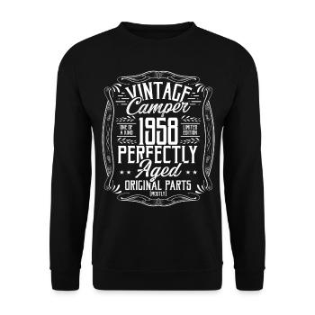 1958 Birthday Idea Camper Scout Camping 1958 - Unisex Sweatshirt - black - Front - Alina (178cm) & Michal (187cm)