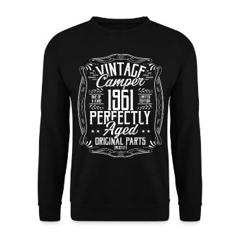 1961 Birthday Idea Camper Scout Camping 1961 - Unisex Pullover - Schwarz - Vorne - Alina (178cm) & Michal (187cm)