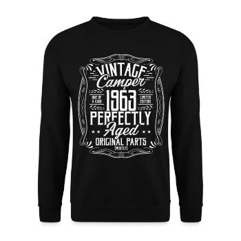 1963 Birthday Idea Camper Scout Camping 1963 - Unisex Sweatshirt - black - Front - Alina (178cm) & Michal (187cm)