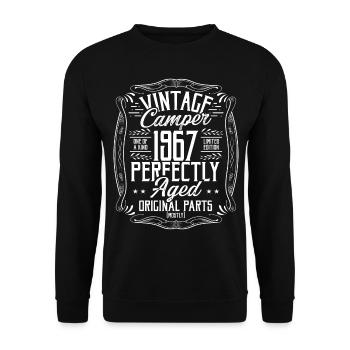 1967 Birthday Idea Camper Scout Camping 1967 - Unisex Sweatshirt - black - Front - Alina (178cm) & Michal (187cm)