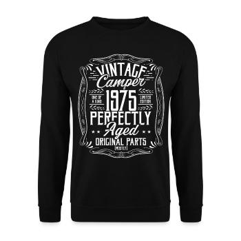 1975 Birthday Idea Camper Scout Camping 1975 - Unisex Sweatshirt - black - Front - Alina (178cm) & Michal (187cm)