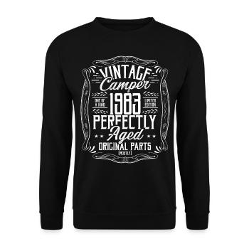 1983 Birthday Idea Camper Scout Camping 1983 - Unisex Sweatshirt - black - Front - Alina (178cm) & Michal (187cm)