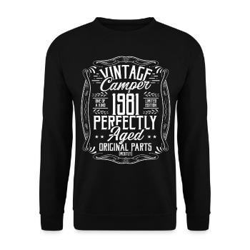 1981 Birthday Idea Camper Scout Camping 1981 - Unisex Sweatshirt - black - Front - Alina (178cm) & Michal (187cm)