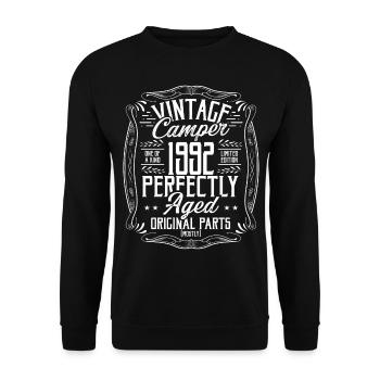 1992 Birthday Idea Camper Scout Camping 1992 - Unisex Sweatshirt - black - Front - Alina (178cm) & Michal (187cm)