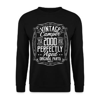 2000 Birthday Idea Camper Scout Camping 2000 - Unisex Sweatshirt - black - Front - Alina (178cm) & Michal (187cm)