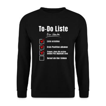 To do Liste Bier - Unisex Pullover - Schwarz - Vorne - Alina (178cm) & Michal (187cm)