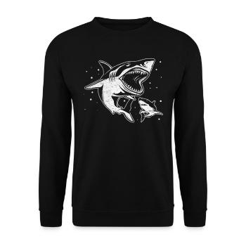 Sharkfish Shark Fish Shark Lover Great White - Unisex Sweatshirt - black - Front - Alina (178cm) & Michal (187cm)