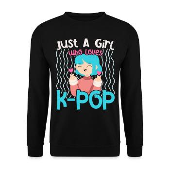 Just A Girl Who Loves K-Pop Korea Koreanische Popm - Unisex Pullover - Schwarz - Vorne - Alina (178cm) & Michal (187cm)