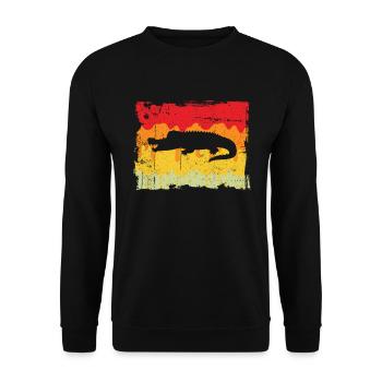 Krokodil Retro - Unisex Pullover - Schwarz - Vorne - Alina (178cm) & Michal (187cm)