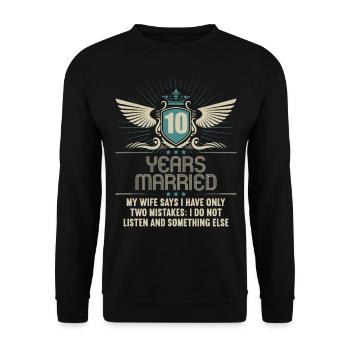 10 ans marié seulement 2 erreurs 10ème anniversaire de mariage - Sweat-shirt Unisexe - noir - Devant - Alina (178cm) & Michal (187cm)
