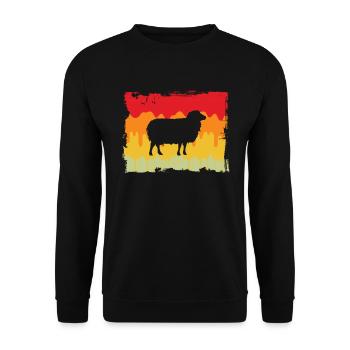 Schaf Retro - Unisex Pullover - Schwarz - Vorne - Alina (178cm) & Michal (187cm)