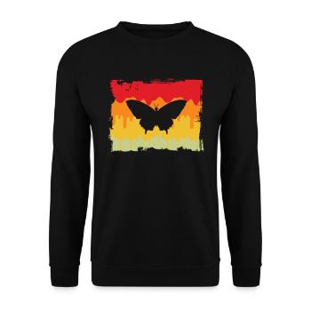 Schmetterling Retro - Unisex Pullover - Schwarz - Vorne - Alina (178cm) & Michal (187cm)
